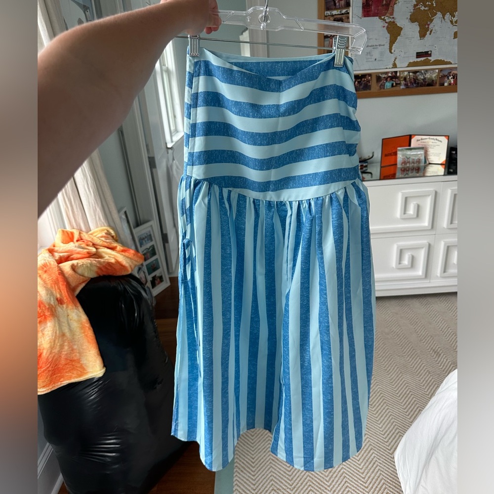 Blue striped skirt & top set! Size small!
